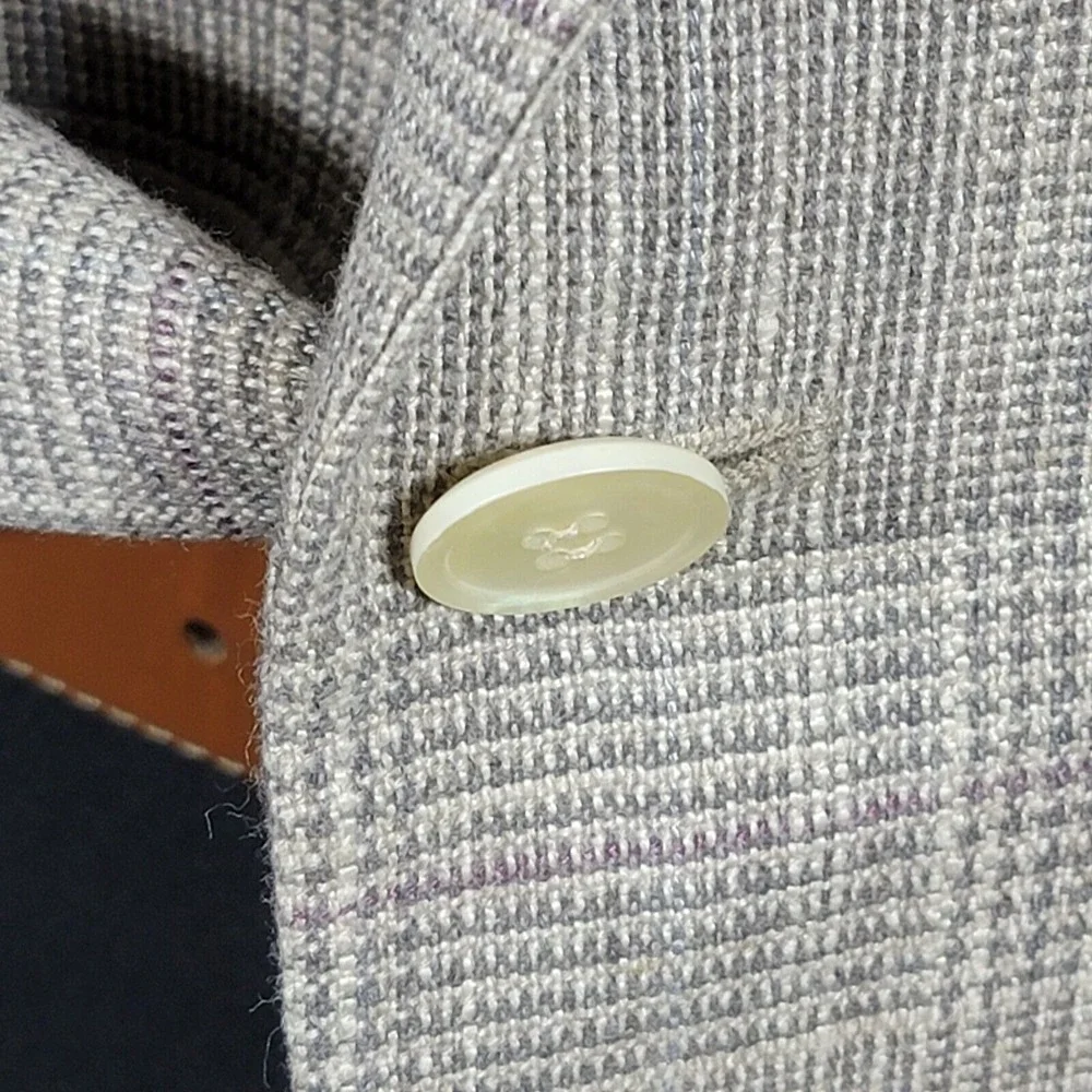 VTG Haggar Imperial Men's Sport Coat Blazer Two Button Gray‎ Beige Plaid 44L